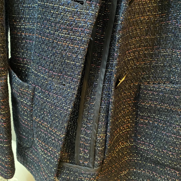 Escada, deep blue with multi colored threads; 2 pockets; button closure. - Picture 9 of 13